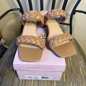 Tan braided sandals in like new condition